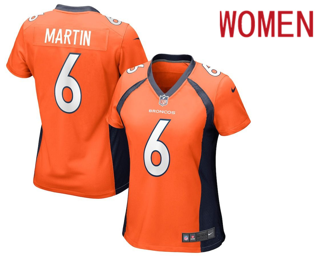 Women Denver Broncos #6 Sam Martin Nike Orange Game NFL Jersey->women nfl jersey->Women Jersey